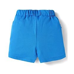 Babyhug Cotton Knit Mid Thigh Lenght Shorts with Floral Print & Bow Applique Pack of 3 - Blue White & Dark Pink