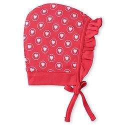 Babyhug Interlock Knit Bonnet Bonnet Caps With Heart & Polka Dot Print Pack of 2 - Red & Light Blue