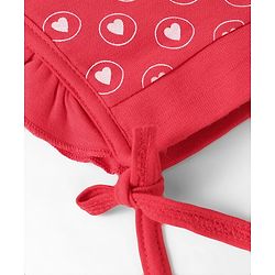 Babyhug Interlock Knit Bonnet Bonnet Caps With Heart & Polka Dot Print Pack of 2 - Red & Light Blue