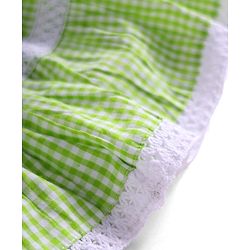 Babyhug Cotton Knit Sleeveless Checkered Frock with Headband Floral Embroidery & Smocking - Light Green