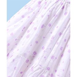 Babyhug Cotton Woven Sleeveless Peter Pan Collared Frock With Floral Print & Bloomer - White