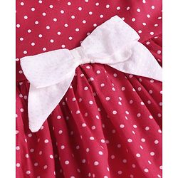 Babyhug Cotton Knit Sleeveless Frock Bloomer & Head Band with Lace Detailing - Red