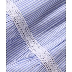 Babyhug Cotton Woven Sleeveless Frock & Headband With Stripes & Lace Detailing - Light Blue & White