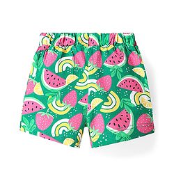 Babyhug Single Jersey Knit Mid Thigh Shorts With Tropical Theme Pack Of 3 - Yellow Pink & Light Green