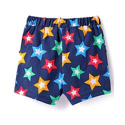 Babyhug Single Jersey Knit Mid Thigh Shorts With Polka Dot & Star Print & Bow Applique Pack of 2 - Red & Navy Blue