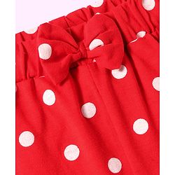 Babyhug Single Jersey Knit Mid Thigh Shorts With Polka Dot & Star Print & Bow Applique Pack of 2 - Red & Navy Blue