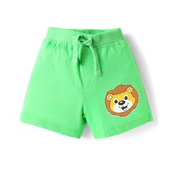 Babyhug Cotton Knit Mid Thigh Shorts with Animal Print Pack of 3 - Yellow Navy Blue & Light Green