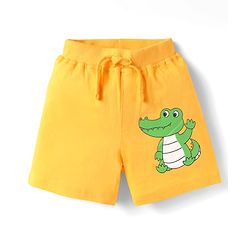 Babyhug Cotton Knit Mid Thigh Shorts with Animal Print Pack of 3 - Yellow Navy Blue & Light Green