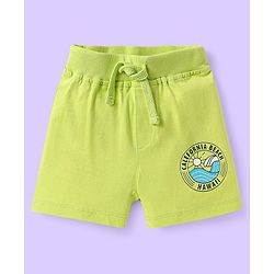 Babyhug Cotton Knit Mid Thigh Length Shorts with Beach Theme Print Pack of 3 - White Light Blue & Green