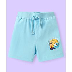 Babyhug Cotton Knit Mid Thigh Length Shorts with Beach Theme Print Pack of 3 - White Light Blue & Green