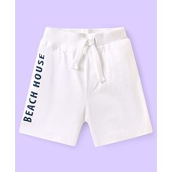 Babyhug Cotton Knit Mid Thigh Length Shorts with Beach Theme Print Pack of 3 - White Light Blue & Green
