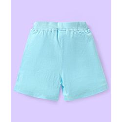 Babyhug Cotton Knit Mid Thigh Length Shorts with Beach Theme Print Pack of 3 - White Light Blue & Green
