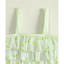 Babyhug Sleeveless Two Piece Swimsuit With Floral Print - Yellow