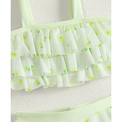 Babyhug Sleeveless Two Piece Swimsuit With Floral Print - Yellow