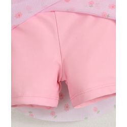 Babyhug Sleeveless Two Piece Swimsuit With Floral Print - Pink