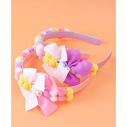 Babyhug Free Size Hair Bands With Bow Applique - Multicolor