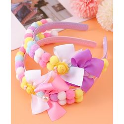 Babyhug Free Size Hair Bands With Bow Applique - Multicolor