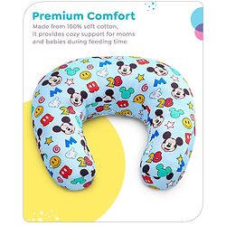 Babyhug Disney C Shape Cotton Feeding Pillow Smiley Mickey Face Print - Blue