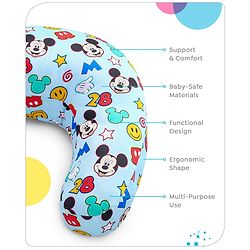 Babyhug Disney C Shape Cotton Feeding Pillow Smiley Mickey Face Print - Blue