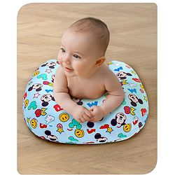 Babyhug Disney C Shape Cotton Feeding Pillow Smiley Mickey Face Print - Blue