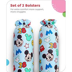 Babyhug Disney Cotton Bolsters with Mickey Face Print Set of 2 - Blue