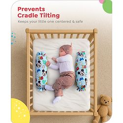 Babyhug Disney Cotton Bolsters with Mickey Face Print Set of 2 - Blue