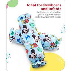 Babyhug Disney Cotton Bolsters with Mickey Face Print Set of 2 - Blue