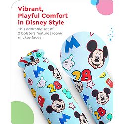 Babyhug Disney Cotton Bolsters with Mickey Face Print Set of 2 - Blue