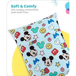 Babyhug Disney Cotton Rectangular Pillow With Smiley Mickey Face Print - Blue