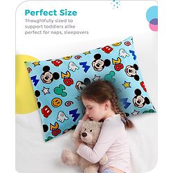Babyhug Disney Cotton Rectangular Pillow With Smiley Mickey Face Print - Blue