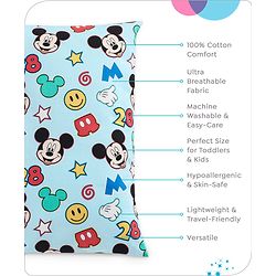 Babyhug Disney Cotton Rectangular Pillow With Smiley Mickey Face Print - Blue