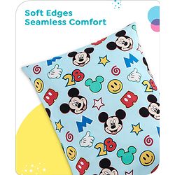 Babyhug Disney Cotton Rectangular Pillow With Smiley Mickey Face Print - Blue