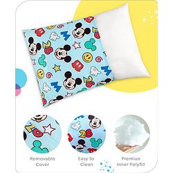 Babyhug Disney Cotton Rectangular Pillow With Smiley Mickey Face Print - Blue