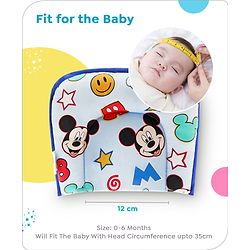 Babyhug Disney Cotton U Shape Pillow with Smiley Mickey Face Print - Blue