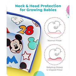 Babyhug Disney Cotton U Shape Pillow with Smiley Mickey Face Print - Blue