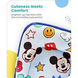 Babyhug Disney Cotton U Shape Pillow with Smiley Mickey Face Print - Blue