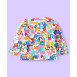 Babyhug Single Jersey Knit Full Sleeves Printed Night Suit - White