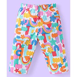 Babyhug Single Jersey Knit Full Sleeves Printed Night Suit - White