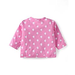 Babyhug Interlock Knit Full Sleeves Night Suit With Polka Dot Print - Pink
