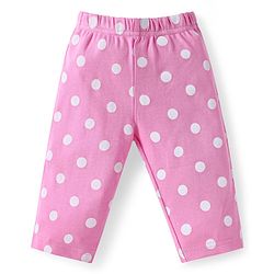 Babyhug Interlock Knit Full Sleeves Night Suit With Polka Dot Print - Pink