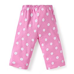 Babyhug Interlock Knit Full Sleeves Night Suit With Polka Dot Print - Pink