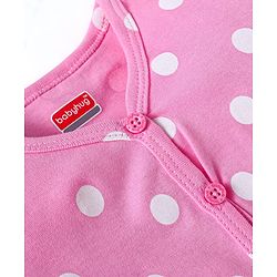 Babyhug Interlock Knit Full Sleeves Night Suit With Polka Dot Print - Pink