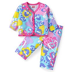 Babyhug Terry Knit Full Sleeves Printed Night Suit - Multi Colour