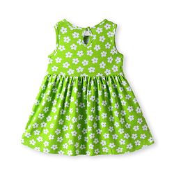 Babyhug Single Jersey Knit Sleeveless Frock with Floral Print & Bow Applique - Green