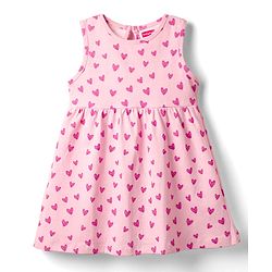Babyhug Single Jersey Knit Sleeveless Frock with Heart Print - Pink
