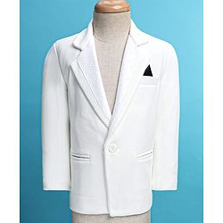 Babyhug Woven Full Sleeves Solid 3 Piece Party Suit With Bow - Black & White