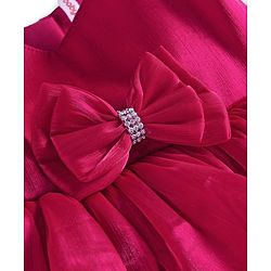 Babyhug Woven Sleeveless Party Dress With Bow Applique - Dark Pink