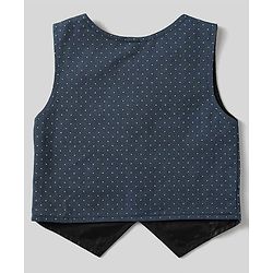 Babyhug Woven Full Sleeves Polka Dot Printed 3 Piece Party Suit With Bow - Blue & Black