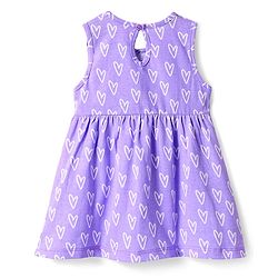 Babyhug Single Jersey Knit Sleeveless Frock With Heart Print & Bow Applique - Lilac