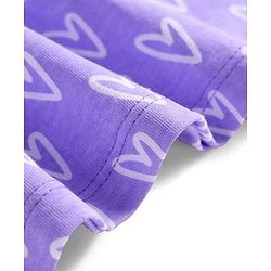 Babyhug Single Jersey Knit Sleeveless Frock With Heart Print & Bow Applique - Lilac